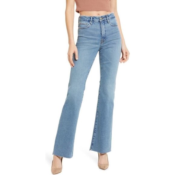 NEW Good American [ 20‎ ] High Rise Good Classic Bootcut Raw Hem Jeans - Picture 16 of 16
